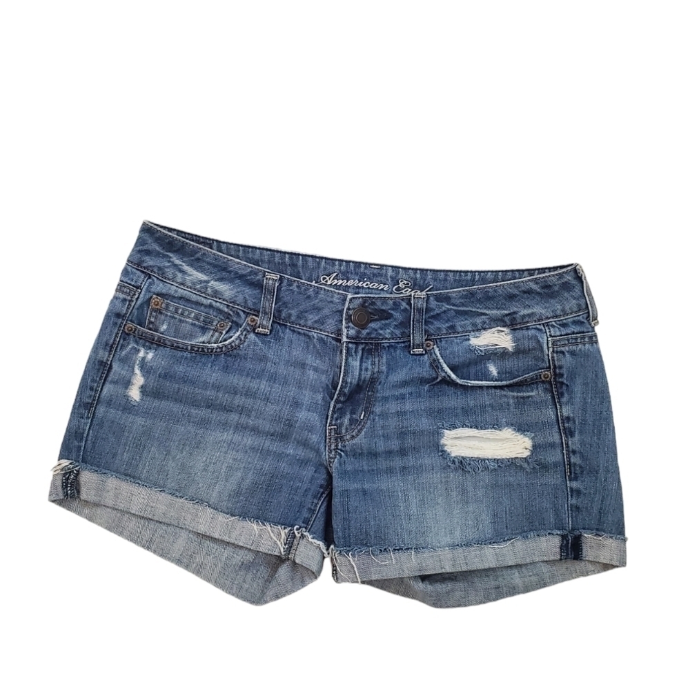 American Eagle Folded Leg Distressed Jeans Shorts